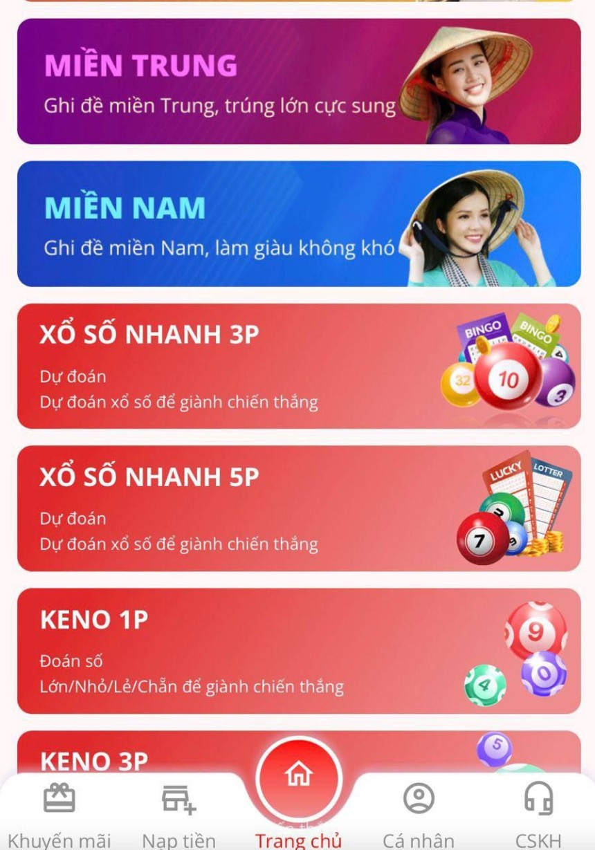 Ngoài xổ số app còn tích hợp các trò chơi như tài xửu , xóc đãi để khách chơi có thêm lựa chọn cá cược